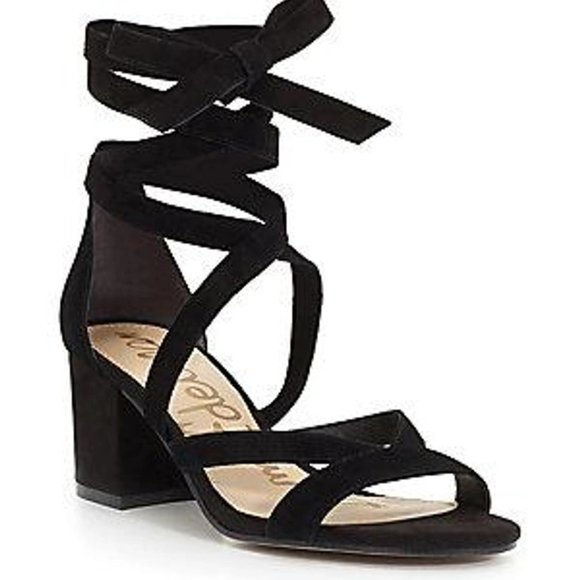 Women black Sheri Ankle Wrap Block Heel Size 8.5 - Picture 1 of 7